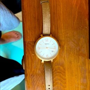 Fossil gold and leather watch